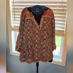 Joie Medium Silk Long Sleeve Patterned Blouse